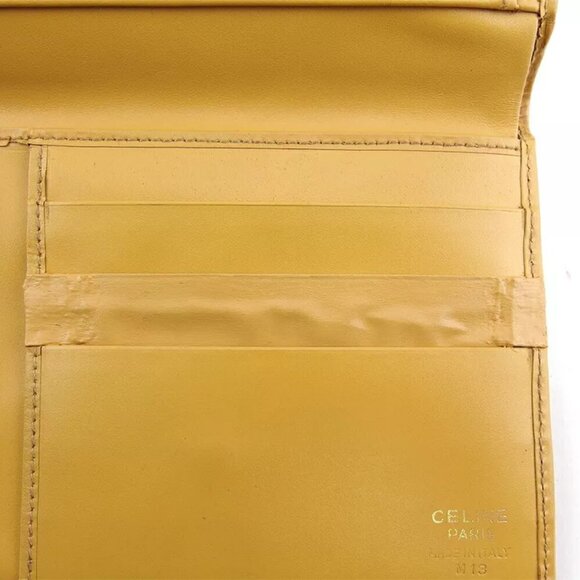CELINE tri-fold wallet Macadam beige PVC ?~ leather Authentic used - Picture 7 of 10